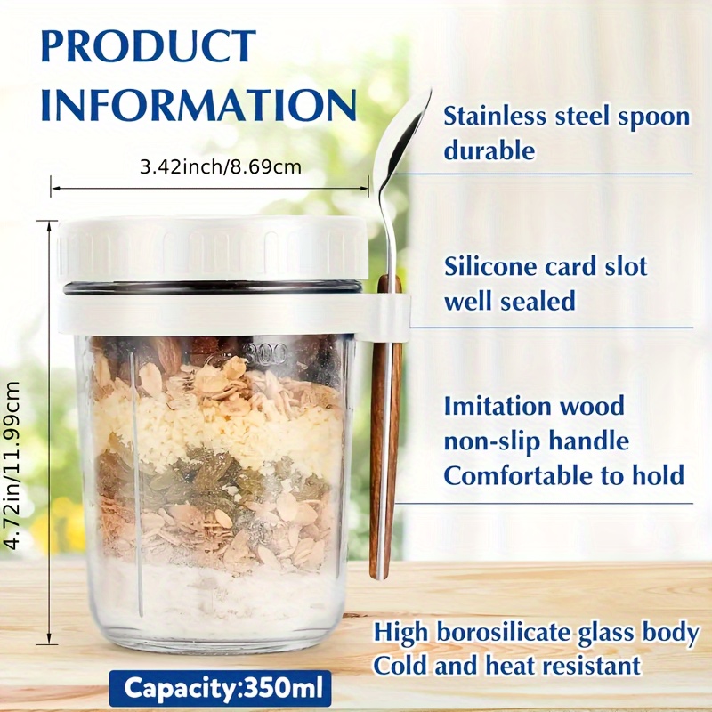 1pc/2pcs Glass Oatmeal Cup, Ov - Baby Food Jars Glass ulasan dan harga
