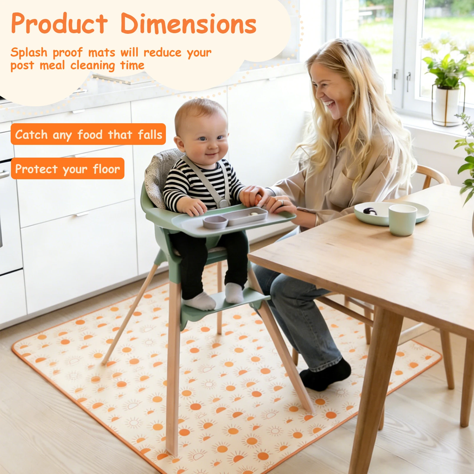 Baby High Chair Splat Mat Dini - Highchair Splash Mat ulasan dan harga